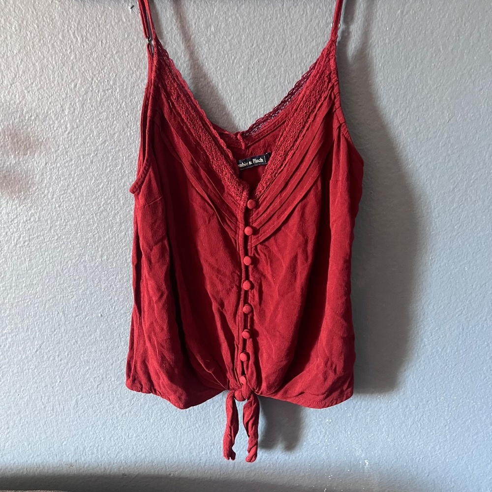 Red A&F Button And Tied Tank - image 3